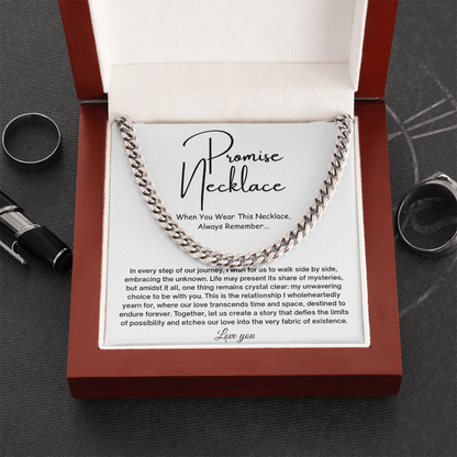 Promise Cuban Chain Necklace for Him, Gift Ideas for Men, Valentine Gifts for Him