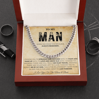 Promise Necklace for Him Meaningful Cuban Chain Birthday Gift for Men