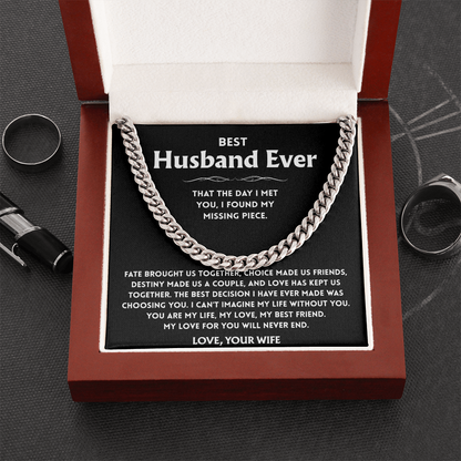 To My Husband Necklace With Message Card, Husband Gift From Wife