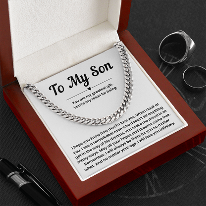 Cuban Link Chain for Son from Dad – Son Chain from Mom with Gift Box