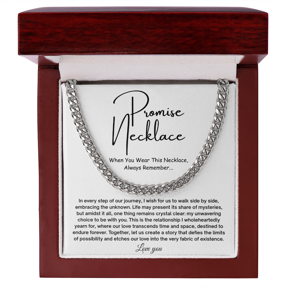 Promise Cuban Chain Necklace for Him, Gift Ideas for Men, Valentine Gifts for Him