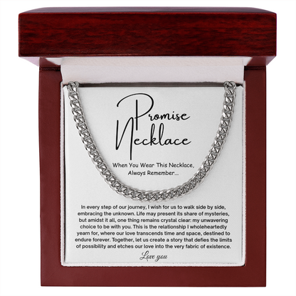 Promise Cuban Chain Necklace for Him, Gift Ideas for Men, Valentine Gifts for Him