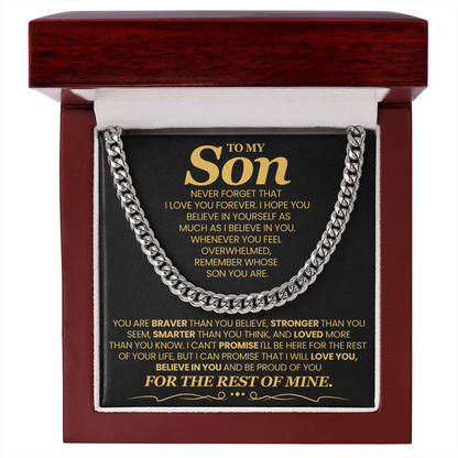 To My Son Cuban Chain Necklace, Jewelry From Dad Mom
