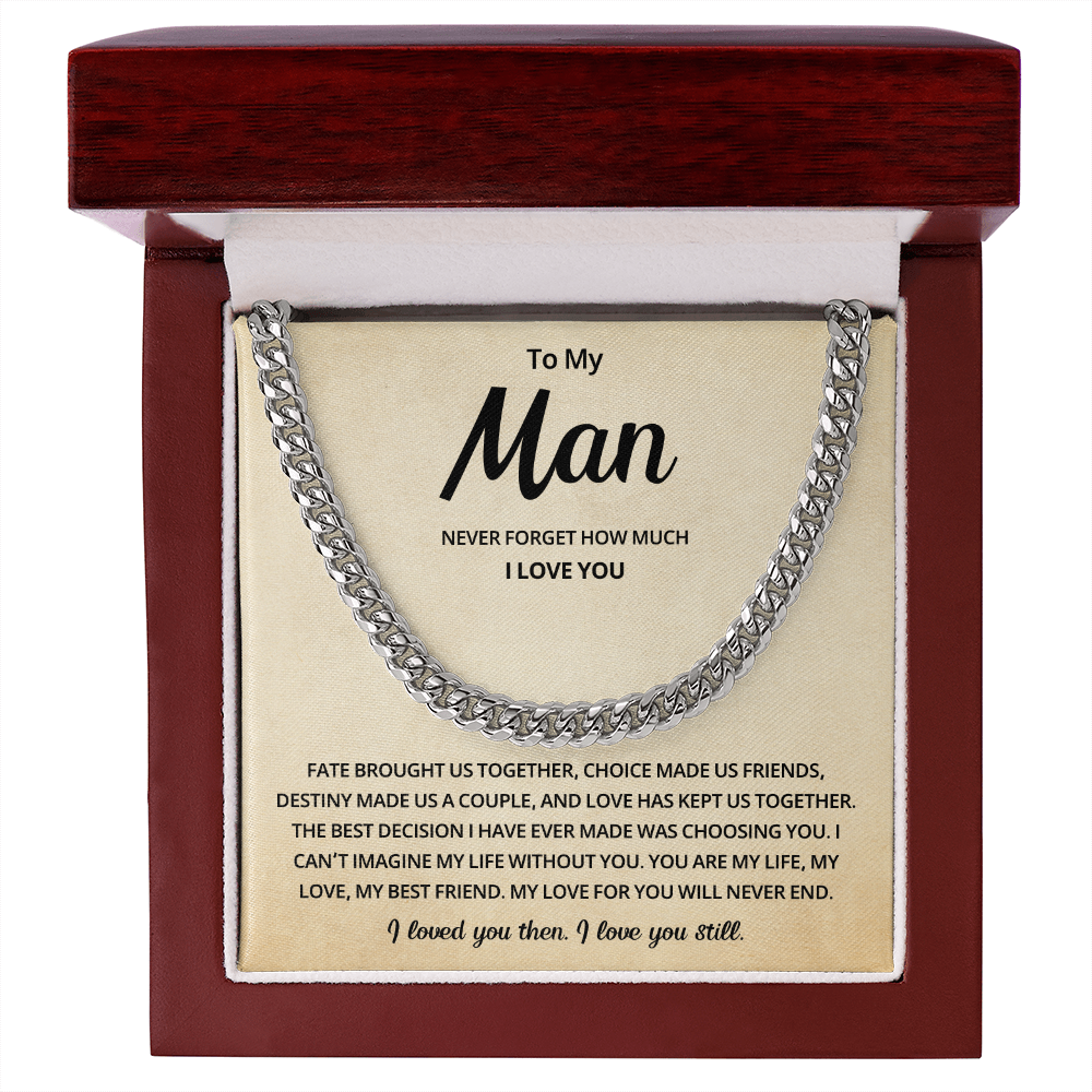 Mens Cuban Link Chain Necklace Romantic Gift for Boyfriend or Husband