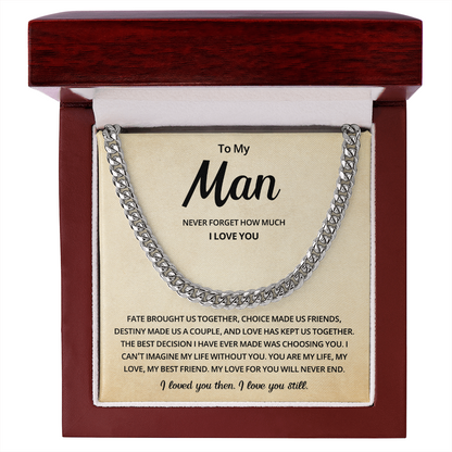 Mens Cuban Link Chain Necklace Romantic Gift for Boyfriend or Husband