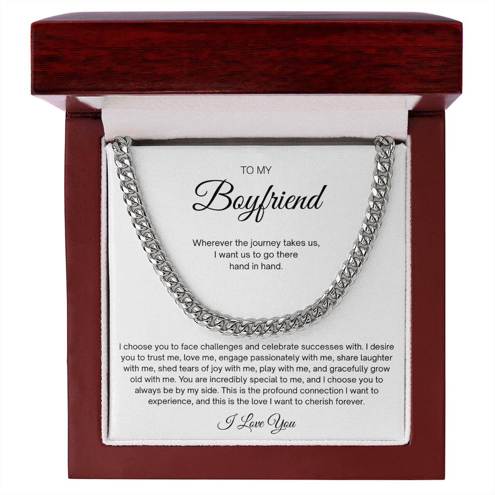Men Cuban Link Chain Necklace for Boyfriend Gold Silver Stainless Steel