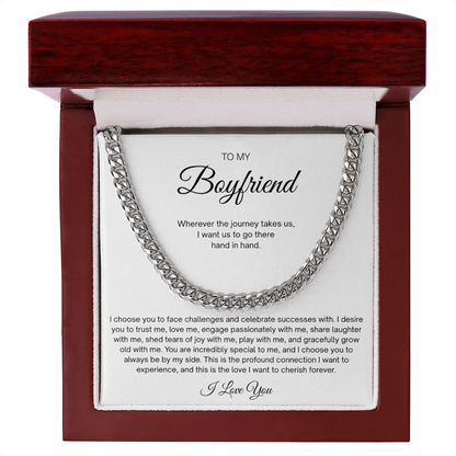 Men Cuban Link Chain Necklace for Boyfriend Gold Silver Stainless Steel