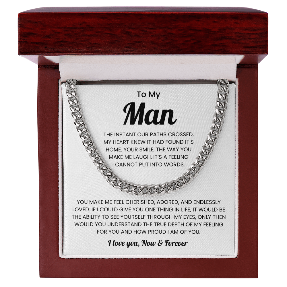To My Man Birthday Gift Cuban Link Chain Necklace for Men