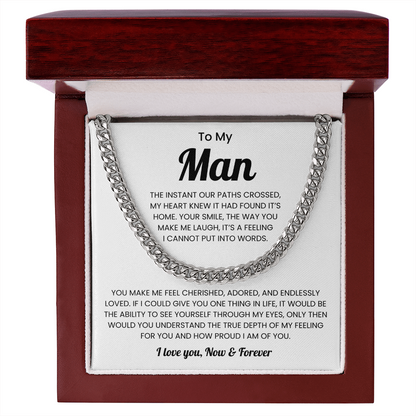 To My Man Birthday Gift Cuban Link Chain Necklace for Men