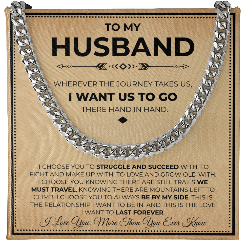 To My Man Cuban Chain Necklace, Husband Necklace from Wife, Men Necklaces for Him