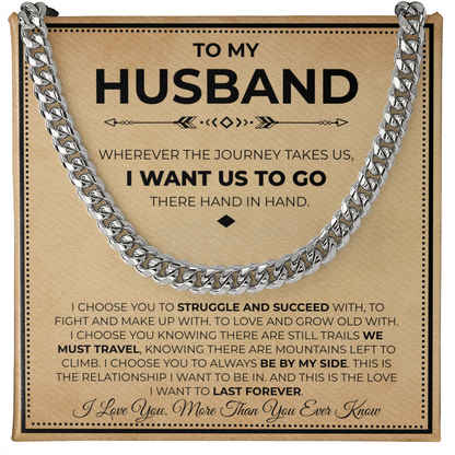 To My Man Cuban Chain Necklace, Husband Necklace from Wife, Men Necklaces for Him