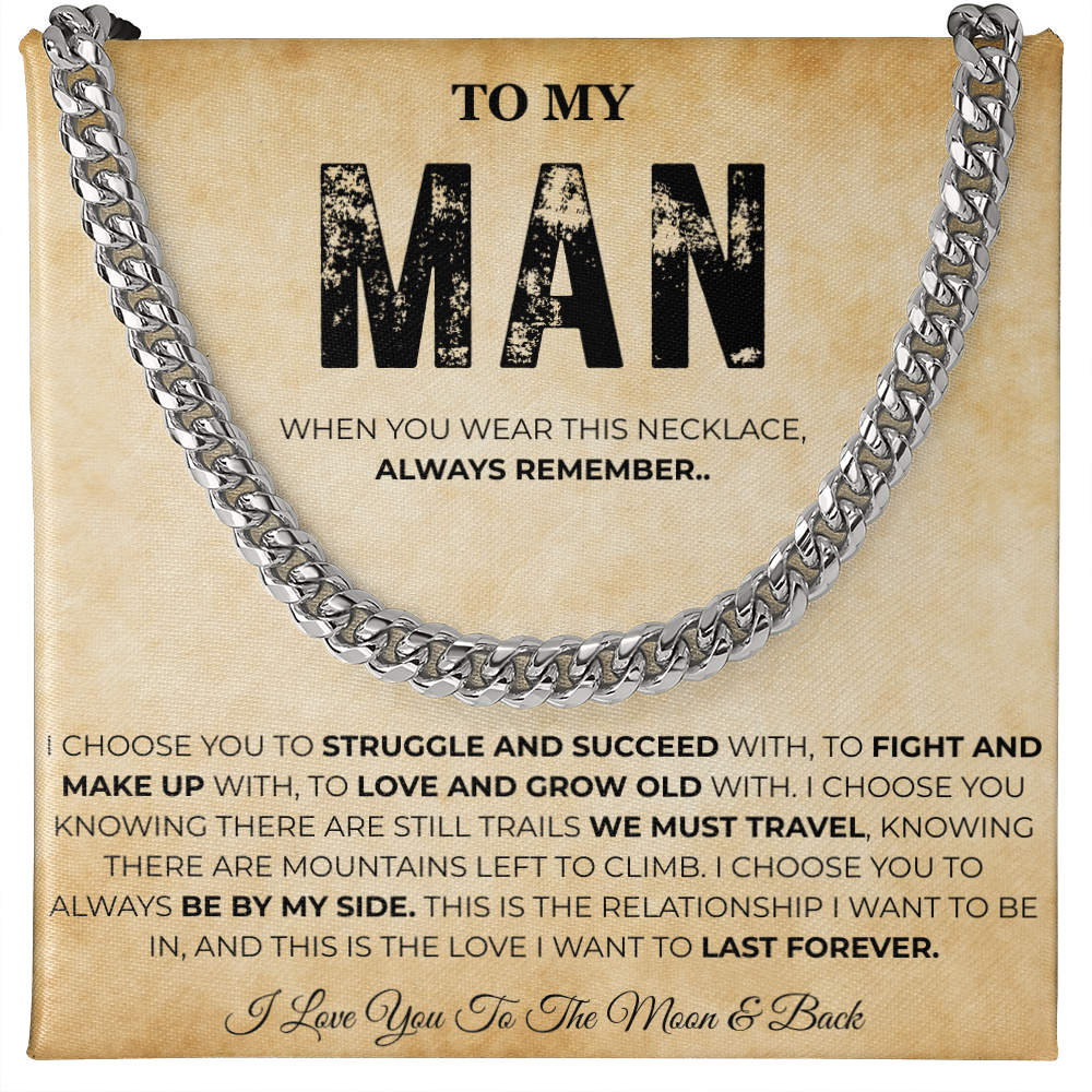 Promise Necklace for Him Meaningful Cuban Chain Birthday Gift for Men