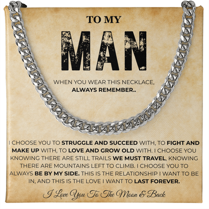 Promise Necklace for Him Meaningful Cuban Chain Birthday Gift for Men