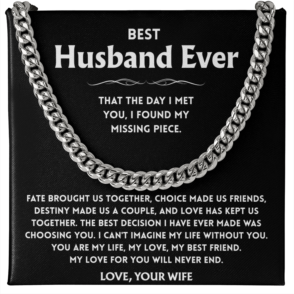 To My Husband Necklace With Message Card, Husband Gift From Wife