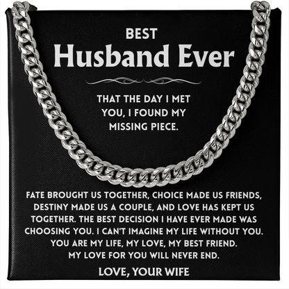 To My Husband Necklace With Message Card, Husband Gift From Wife