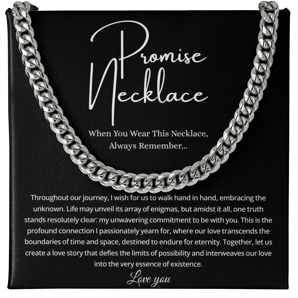 Promise Necklace For Him, Promise Gift For Boyfriend - Men's Cuban Chain
