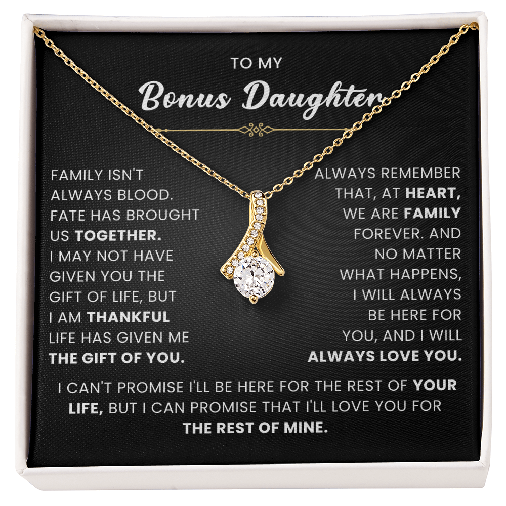 To My Bonus Daughter Necklace From Mom or Dad