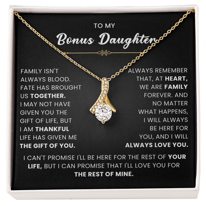 To My Bonus Daughter Necklace From Mom or Dad