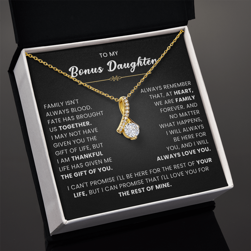 To My Bonus Daughter Necklace From Mom or Dad