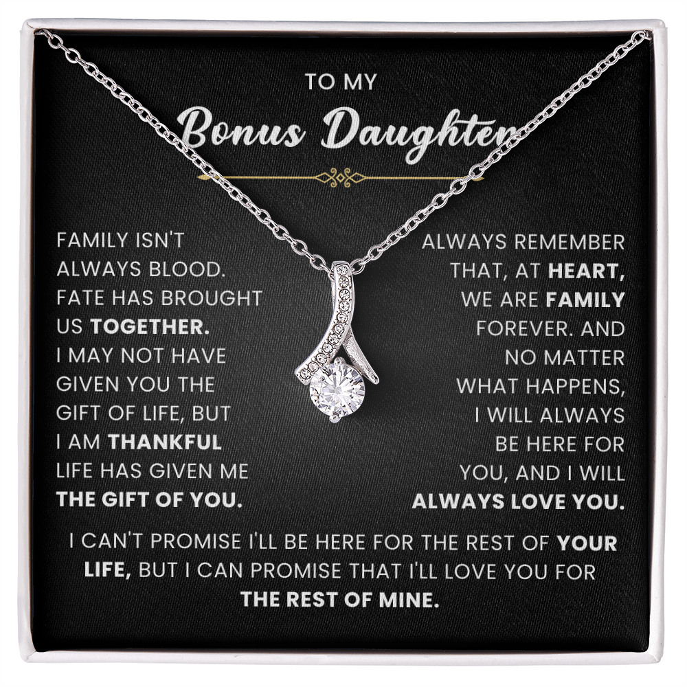 To My Bonus Daughter Necklace From Mom or Dad