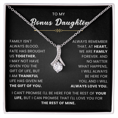 To My Bonus Daughter Necklace From Mom or Dad