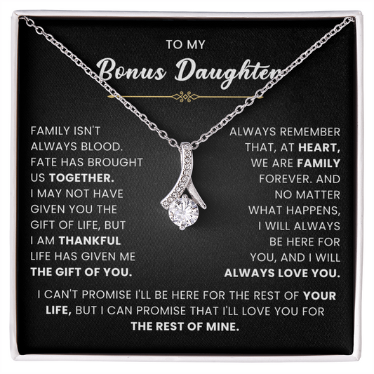 To My Bonus Daughter Necklace From Mom or Dad
