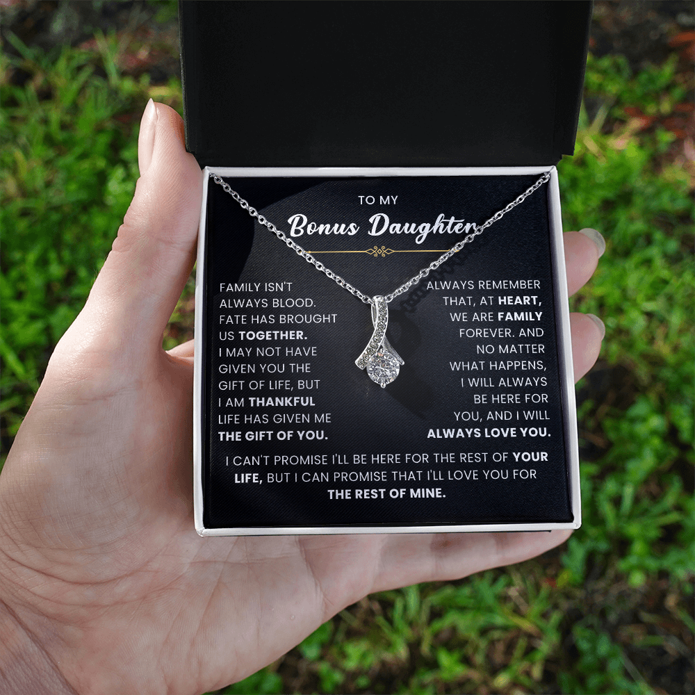 To My Bonus Daughter Necklace From Mom or Dad