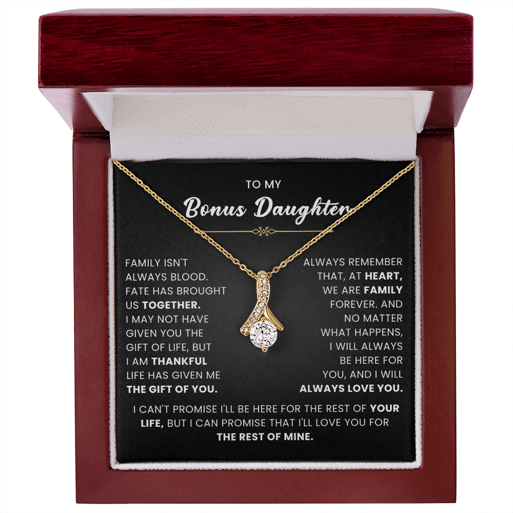 To My Bonus Daughter Necklace From Mom or Dad