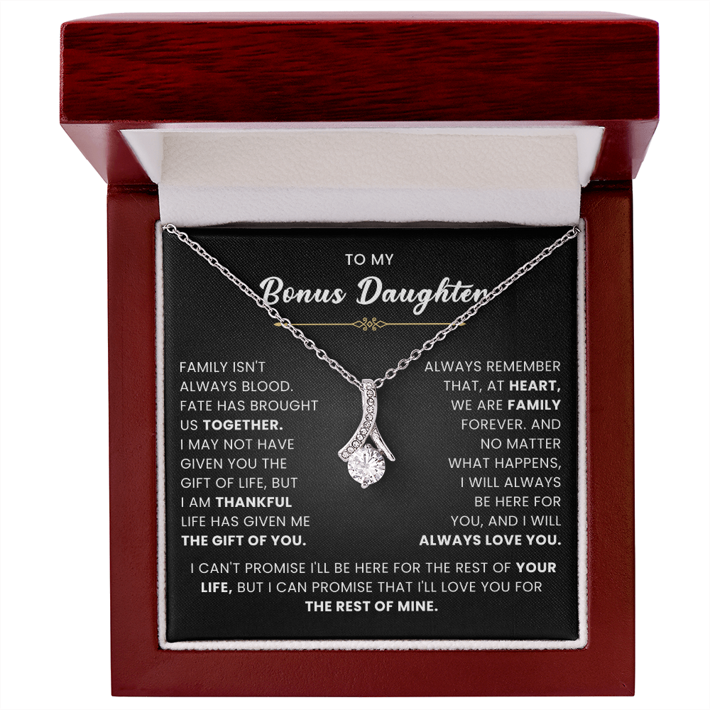 To My Bonus Daughter Necklace From Mom or Dad