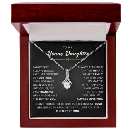 To My Bonus Daughter Necklace From Mom or Dad