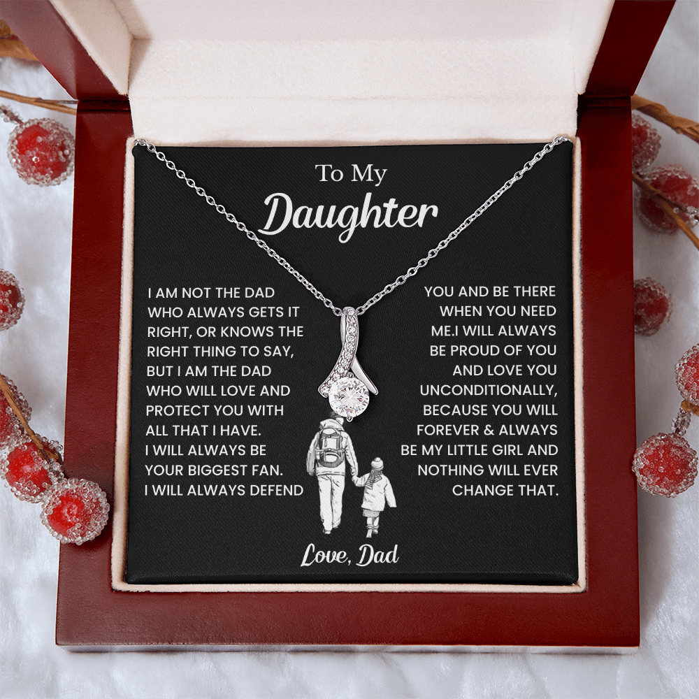 To My Badass Daughter Necklaces From Dad With Elegant Jewelry Box
