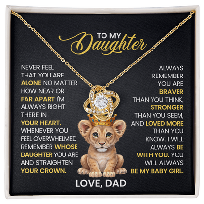 To My  Daughter - I Am Proud to Be Your Father - Love Knot Necklace