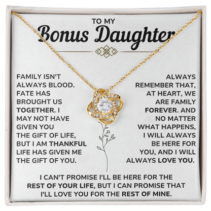 To My Bonus Daughter - Always Keep Me in Your Heart - Love Knot Necklace