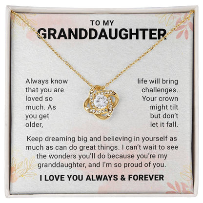 To My Granddaughter, Love Knot Necklace Gift From Grandpa or Grandpa