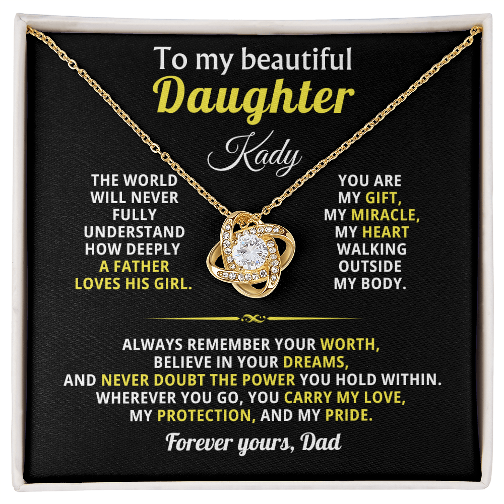To My Beautiful Daughter Necklace Gift For Her With Heartfelt Message card
