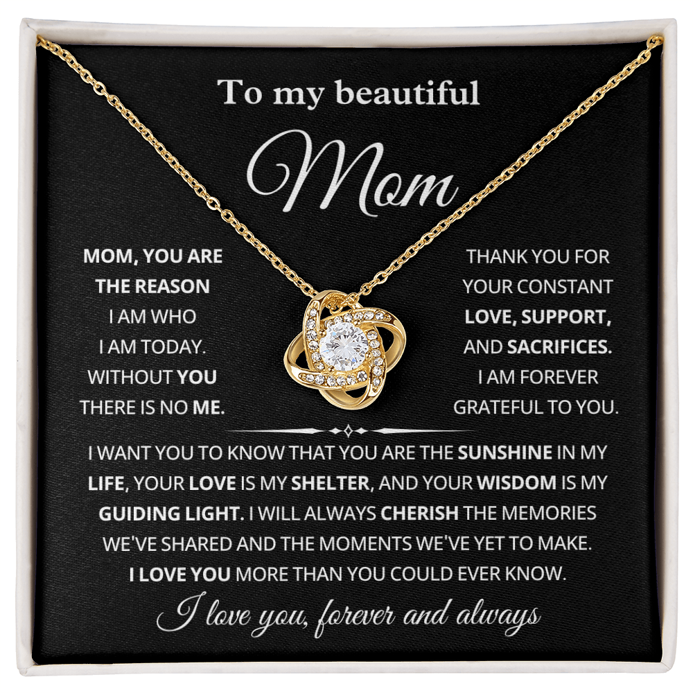 To My Mom Necklace With Message Card, Mothers Day Gift From Son Daughter