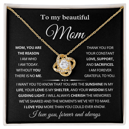 To My Mom Necklace With Message Card, Mothers Day Gift From Son Daughter