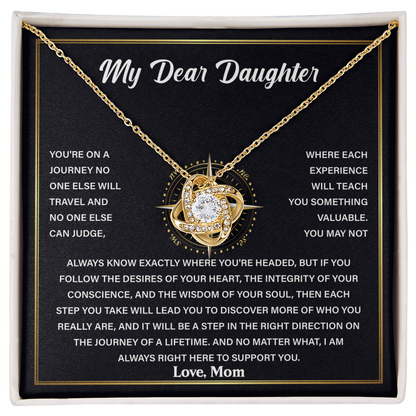 My Dear Daughter - Never Forget That I Love You - Love Knot Necklace