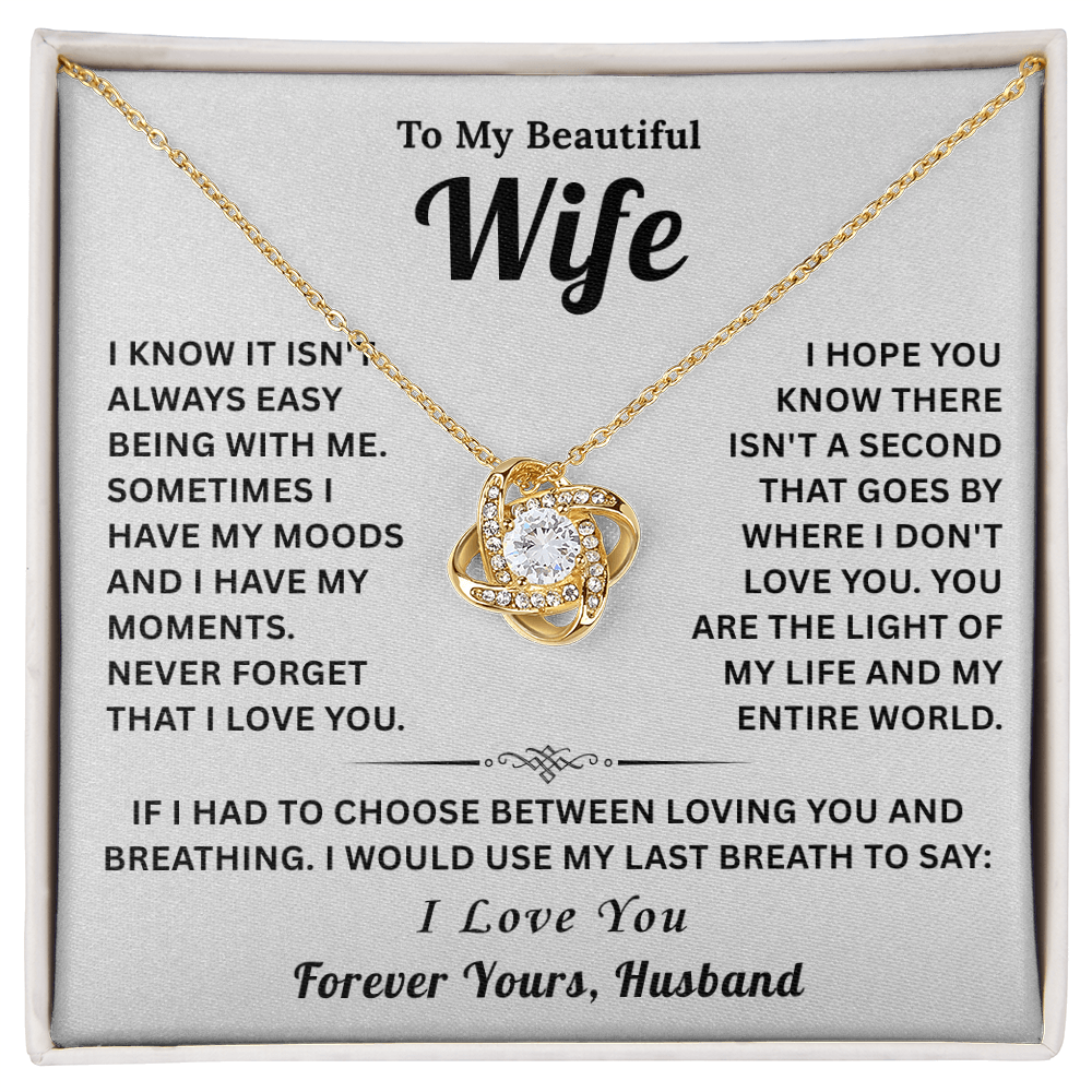 Love Knot Necklace for Women With Gift Box, I Love You Necklace for Wife on Valentine's Day