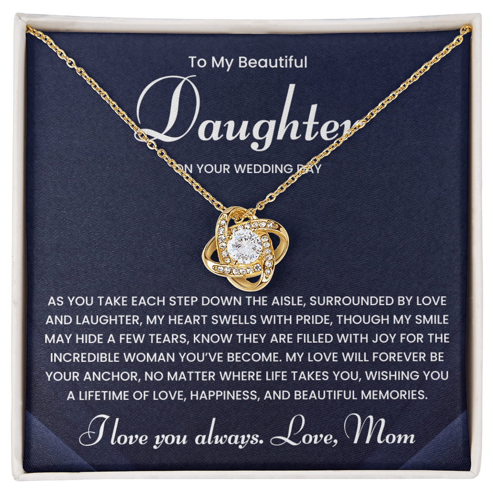 To My Daughter Necklace On Her Wedding Day, Bride Gift From Mom