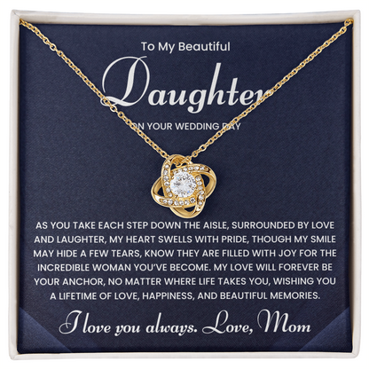 To My Daughter Necklace On Her Wedding Day, Bride Gift From Mom