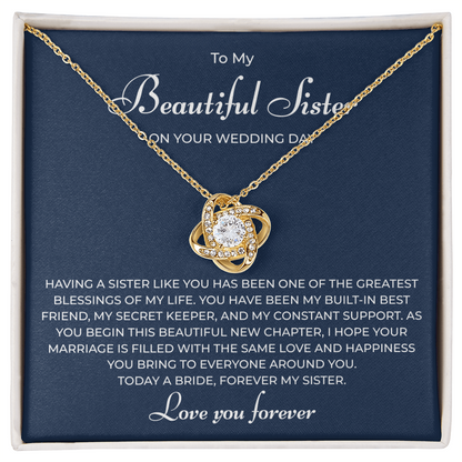 To My Sister Necklace – On Her Wedding Day Gift