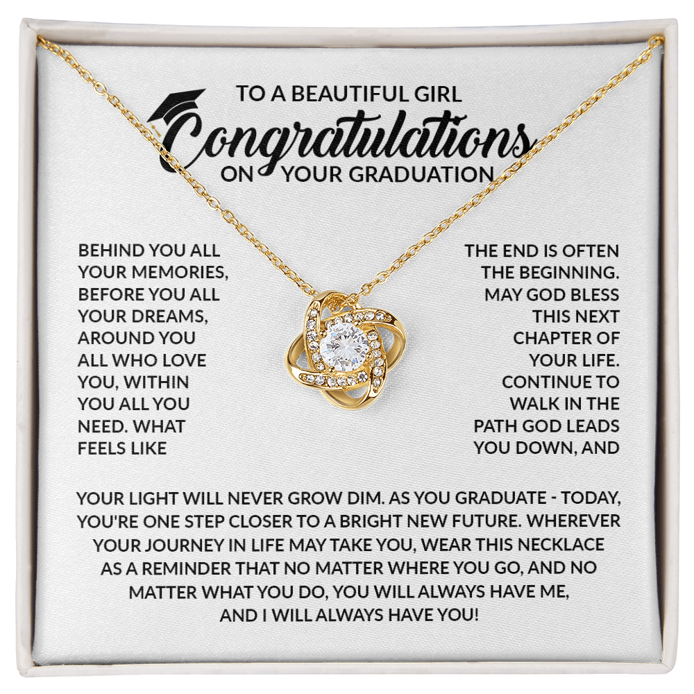 To My Daughter Graduation Gift 2026 | Meaningful "Go Confidently" Love Knot Necklace