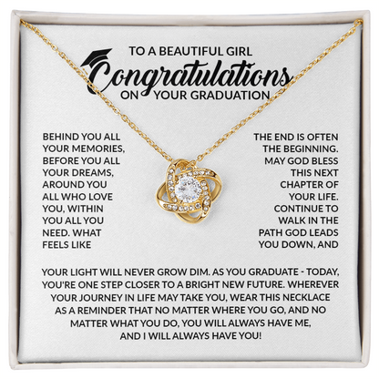 To My Daughter Graduation Gift 2026 | Meaningful "Go Confidently" Love Knot Necklace