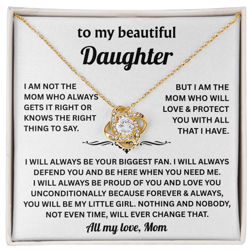 To My Beautiful Daughter Gifts From Mom - Love Knot Necklace