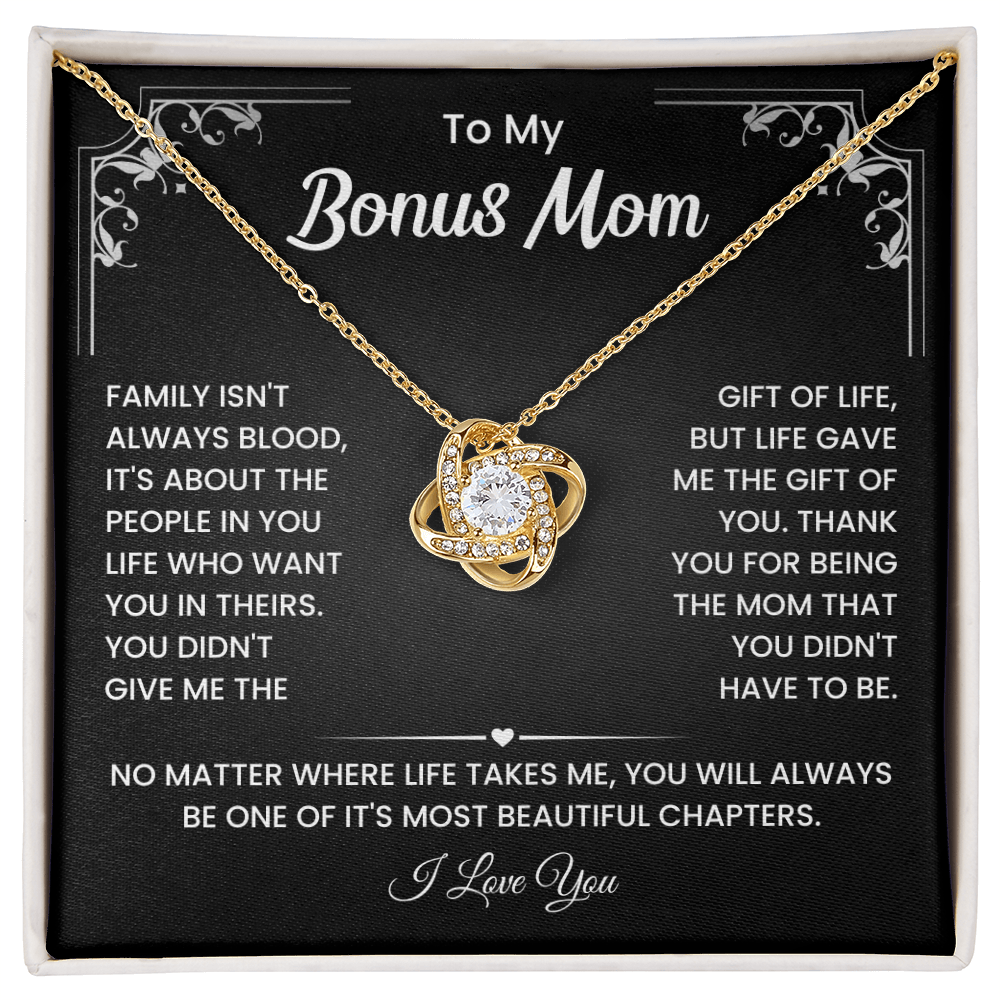 To My Bonus Mom Necklace, Stepmom Birthday Gifts With a Message Card