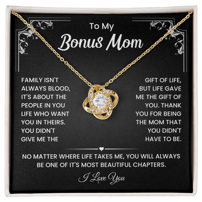 To My Bonus Mom Necklace, Stepmom Birthday Gifts With a Message Card