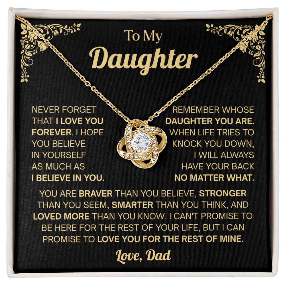 Meaningful Gift for Daughter - My Heart You Have Won - Love Knot Necklace