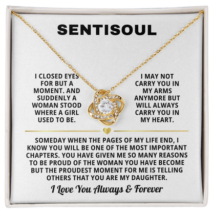 SENTISOUL - To My Daughter | You Are the Best Gift in My Life | Love Knot Necklace