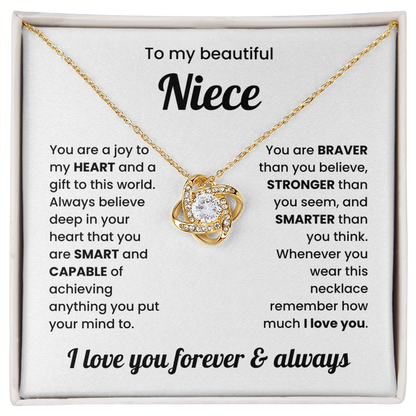 To My Niece Love Knot Necklace – Sentimental Gift for Niece